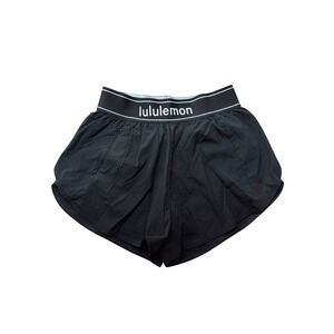 Lululemon Find Your Pace Shorts Black Logo Waistband Running Lined Womens Size 2